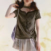 Aged Mosaic Raw-Edge Aesthetics Halter T-Shirt