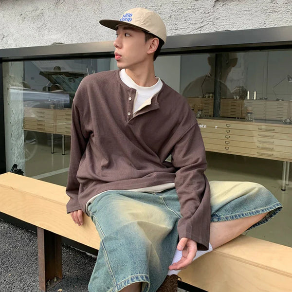 Piece Two Fake High-Quality Long Sleeve T-Shirt alternatif görünüm