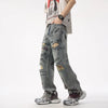 Vintage Baggy Grafiti Baskılı Jean Pantolon, yakın çekim — Navra Wear