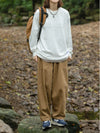Elastic Retro Solid Trousers
