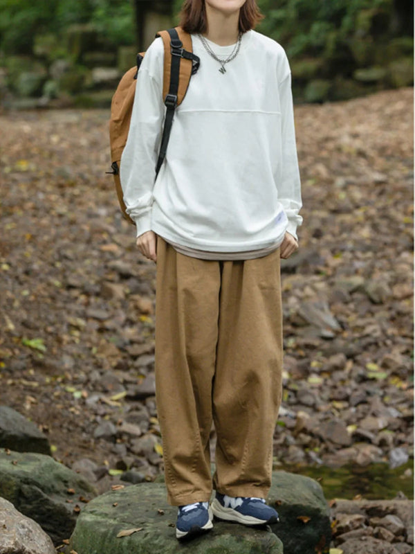 Elastic Retro Solid Trousers alternatif görünüm