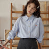 Embroidered Stripe Classic Chic Blouse