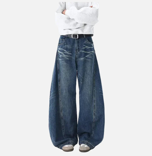 2000s Lightning Print Easy Cut Bell Leg Denim alternatif görünüm