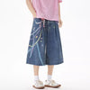 Baggy Jean Şort, yakın çekim — Navra Wear