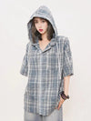 Hip Hop Hood Retro Plaid Loose Blouse