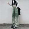 Contrasting Green High-Rise Denim