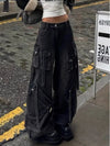 Women Rinse Black Relaxed Utility Denim