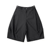 Black Soft Knee-Length Wide Leg Denim Shorts