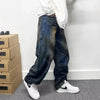 Vintage Baggy Grafiti Baskılı Jean Pantolon, yakın çekim — Navra Wear