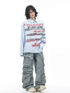 Contrast Letter Stripe Autumn Shirt
