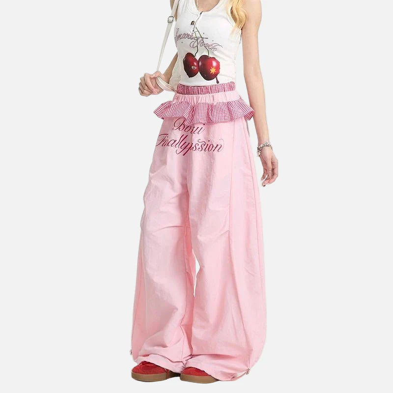 Wide Leg Nakışlı Jogger, önden görünüm — Navra Wear