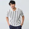 Men's Premium-Touch Line-Pattern Weekend Business Sport-Collar T-Shirt