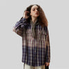Premium Plaid Hood Oversized Blouse