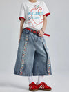 Heritage Wash Botanical Print Denim Shorts
