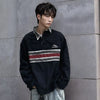 Ripped Old School Long Sleeve Collar-Knit Collar T-Shirt