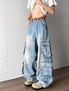 Yıkanmış Baggy Jean Pantolon, yakın çekim — Navra Wear