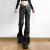 Metal Belt Gothic Leather Trousers