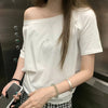 Off-Shoulder Relaxed Girl Soft T-Shirt