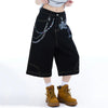 Vintage Wide Leg Jean Şort, yakın çekim — Navra Wear