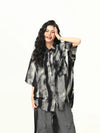 Tie-Dye Gradient Lapel Stylish Top