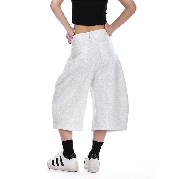 Summer Oversized White Heritage Seoul Style Denim Shorts alternatif görünüm