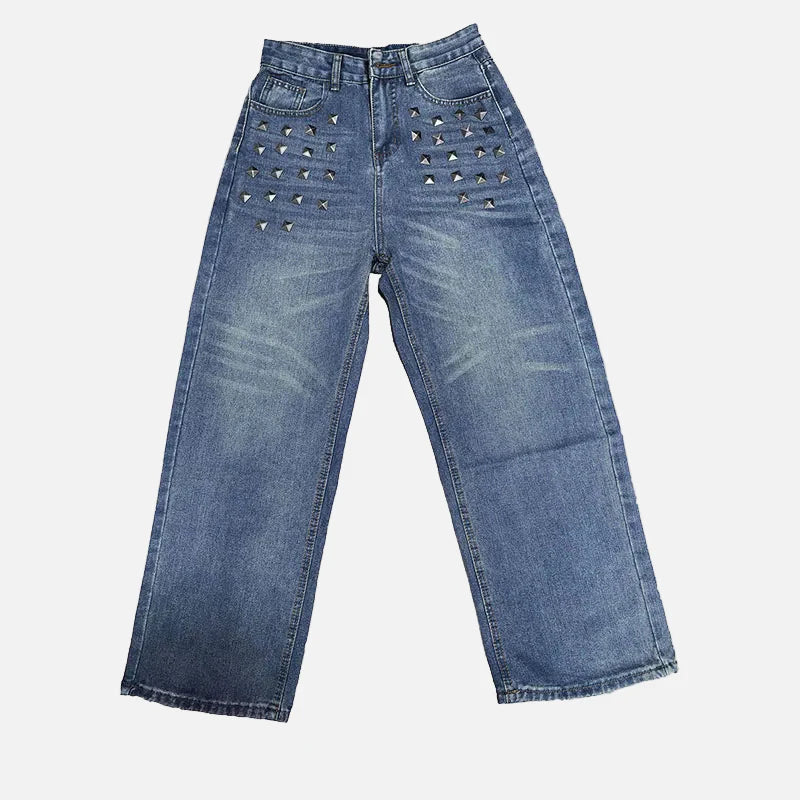 Heritage Rinse Stud Design Bell Leg Denim