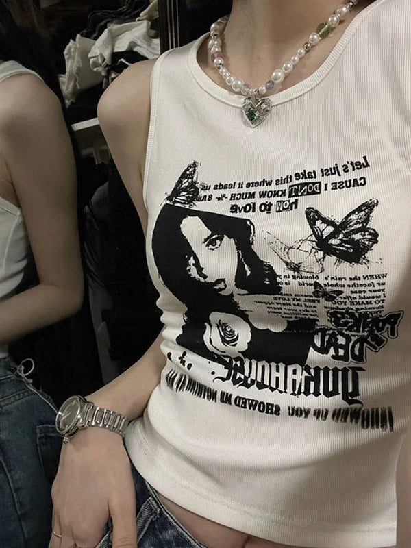 Digital-Age Designed Print Rebel-Cut Tank Top
