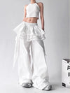 Wide Leg Patchwork Pantolon, yakın çekim — Navra Wear