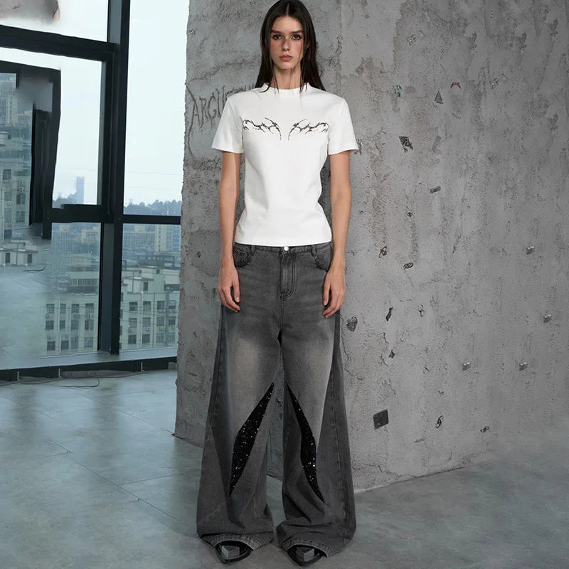 Luxury Sequin Mosaic Bell Leg Denim