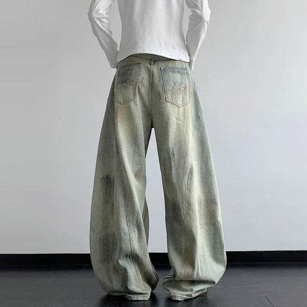 Plush Tie-Dyed Bell Leg Denim alternatif görünüm