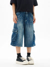 Faded Easy Cut High Street Utility Denim Shorts