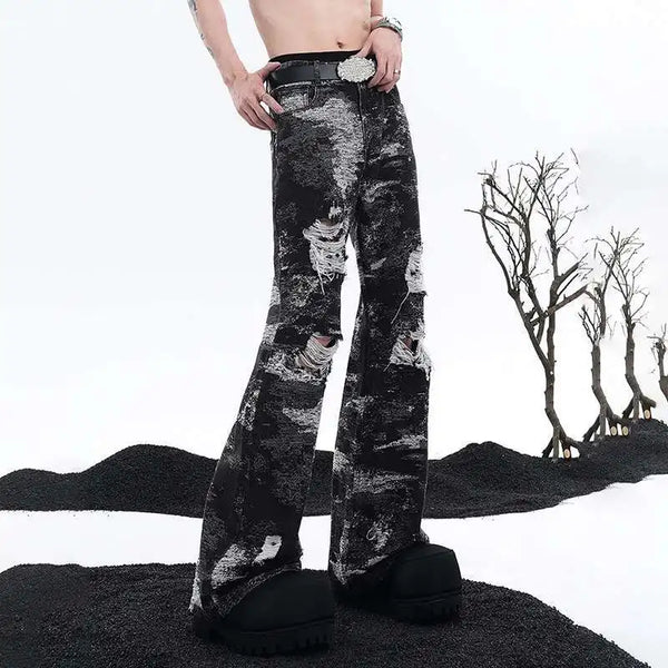 Wornout Broken Hole Design Bell Denim