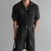 Laid-Back Relax High-End Hollow Out Style Collar-Knit T-Shirt