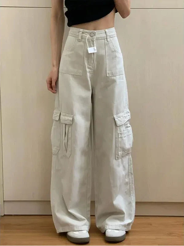 Sleek Metro Beige High Waisted Utility Denim