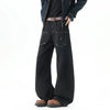 Versatile Plain Tone Beading Bell Leg Denim