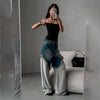 Faded Mosaic Bell Leg Denim Trousers