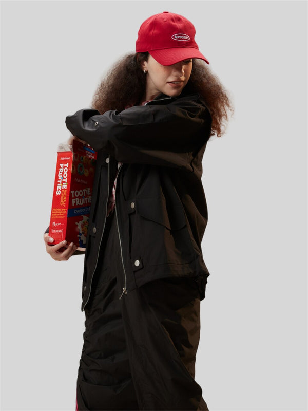 Dark Zip-Up Denim Field Jacket alternatif görünüm