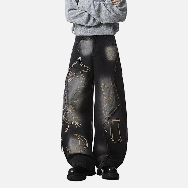 Durable Mosaic Raw Edge Denim