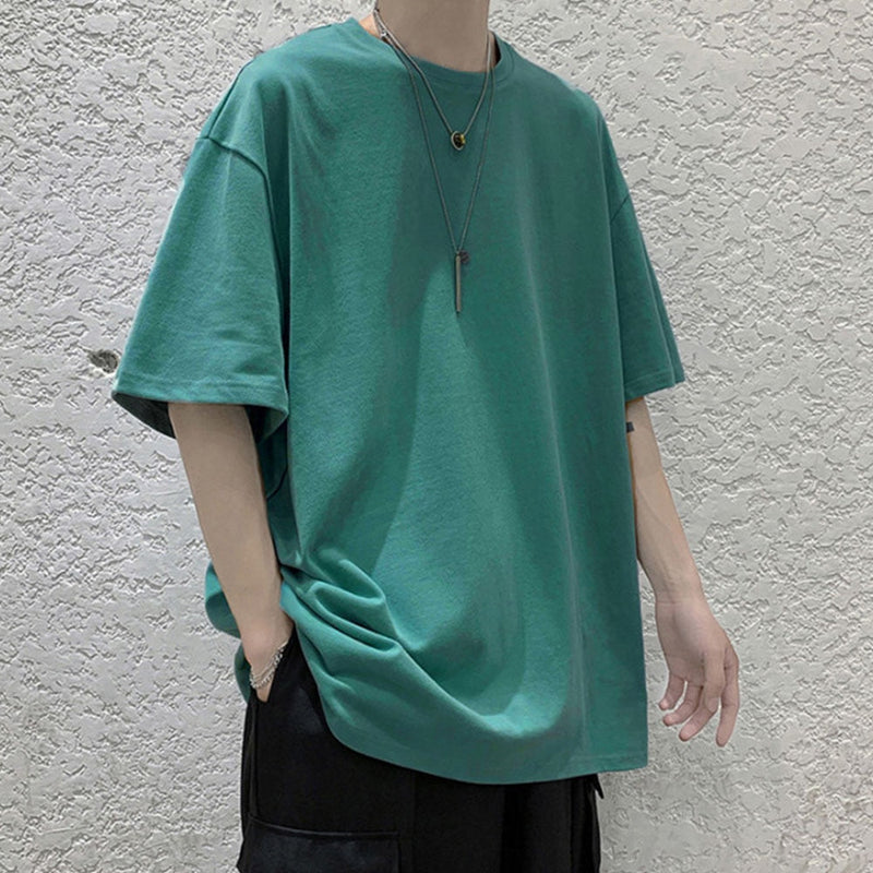 Boxy-Fit Elbow-length Sleeve Blank T-Shirt