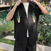 Patchwork Kısa Kollu Gömlek, detay görünüm — Navra Wear