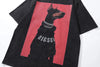 Big-Silhouette Doberman Faded-Wash Artwork Print T-Shirt