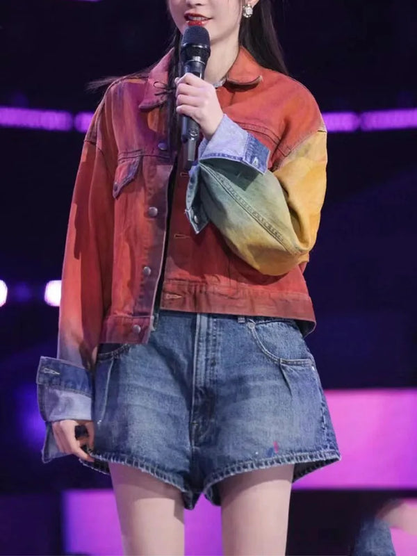 2000s Faded Cropped Denim Jacket alternatif görünüm