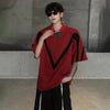Vibrant Color Contrast Relaxed V-Neck T-Shirt