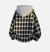 Designer Hood Plaid Oversize Long Top