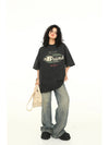 Retro-Faded Alphabet Print Breezy-Cut Cotton T-Shirt