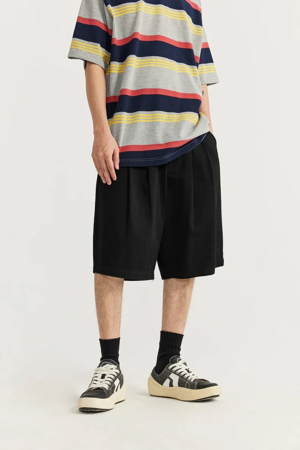 Sleek Pintuck Suit Denim Shorts