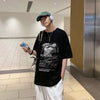 Street-Culture Oversized Obsidian Print T-Shirt