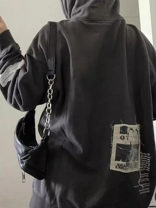 Aesthetic Grunge Pocket Sweatshirt Jacket alternatif görünüm