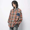Raw Hem Plaid Vintage Long Sleeve Top