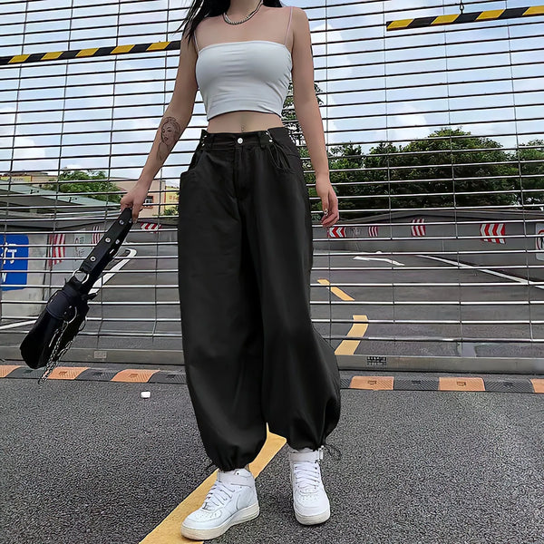 Y2K Relaxed Harem Street Pants alternatif görünüm